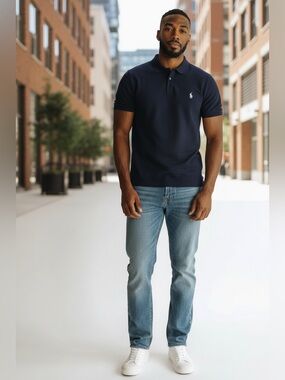Classic Men's Navy Polo with Embroidered Logo